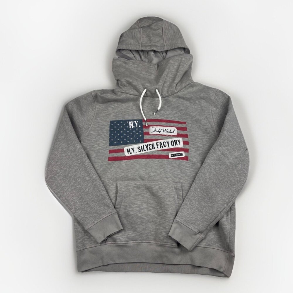 Vintage Andy Warhol x Pepe Jeans London Gaiter hoodie Grey NYC USA Print Sz XXL